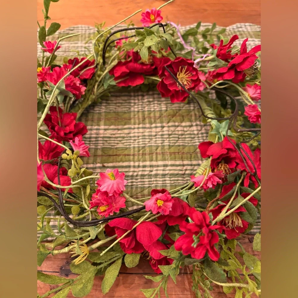 Faux Flower Wreath or Candle Ring Flower Crown Med sized Super High Quality Red